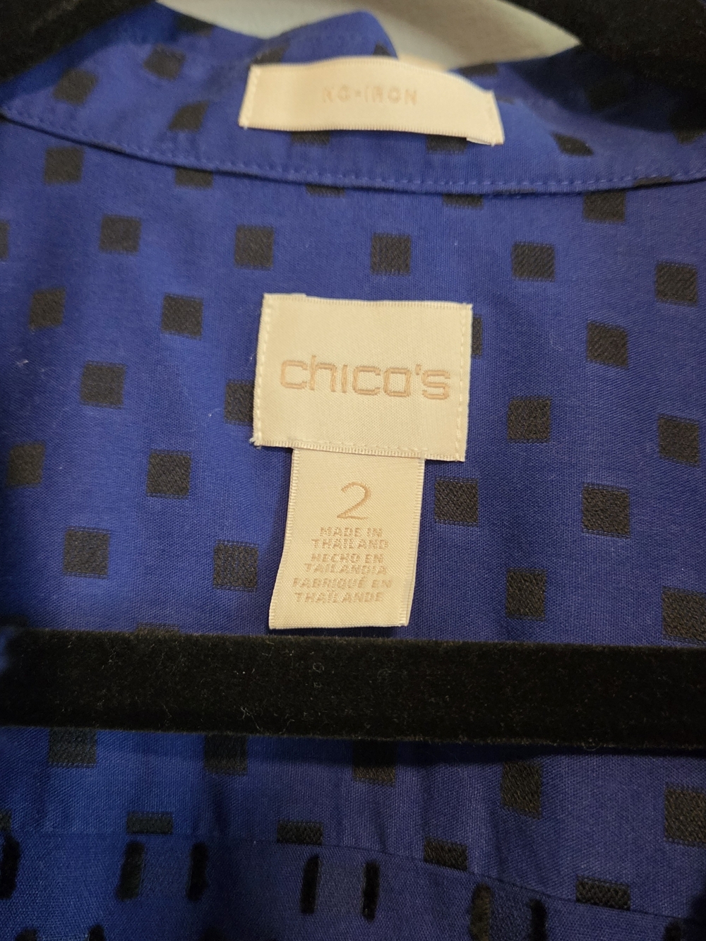 Chico's Button-Down Blouse Size 2 Large Blue And Black - Picture 2 of 4